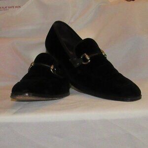 Mezlan Black Suede Silver Horsebit Loafers Size 10.5 M Excellent Pre-Owned Cond